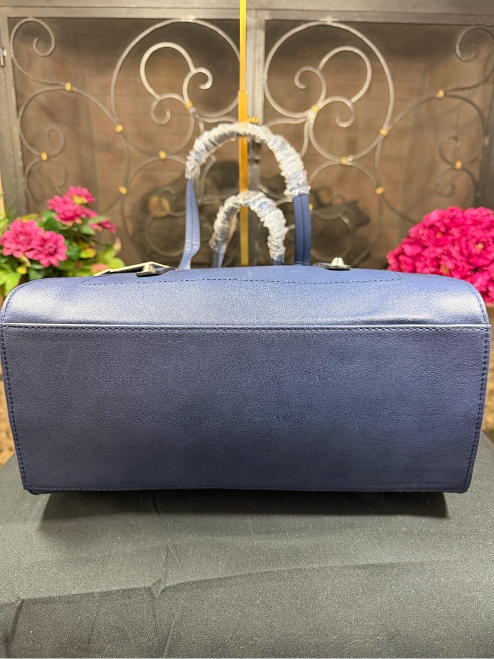 Christian Lacroix Blue Leather Tote with Logo Tag - Picture 5 of 10